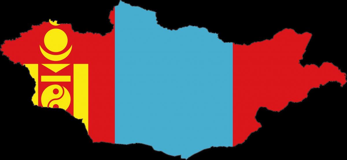 zemljevid Mongolija zastavo