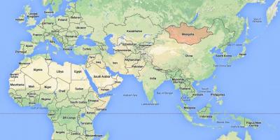 Svetovni zemljevid, ki prikazuje Mongolija