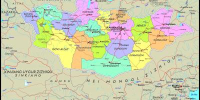 Fizični zemljevid Mongolija