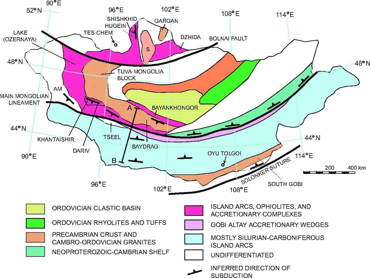 zemljevid geološki zemljevid Mongolija