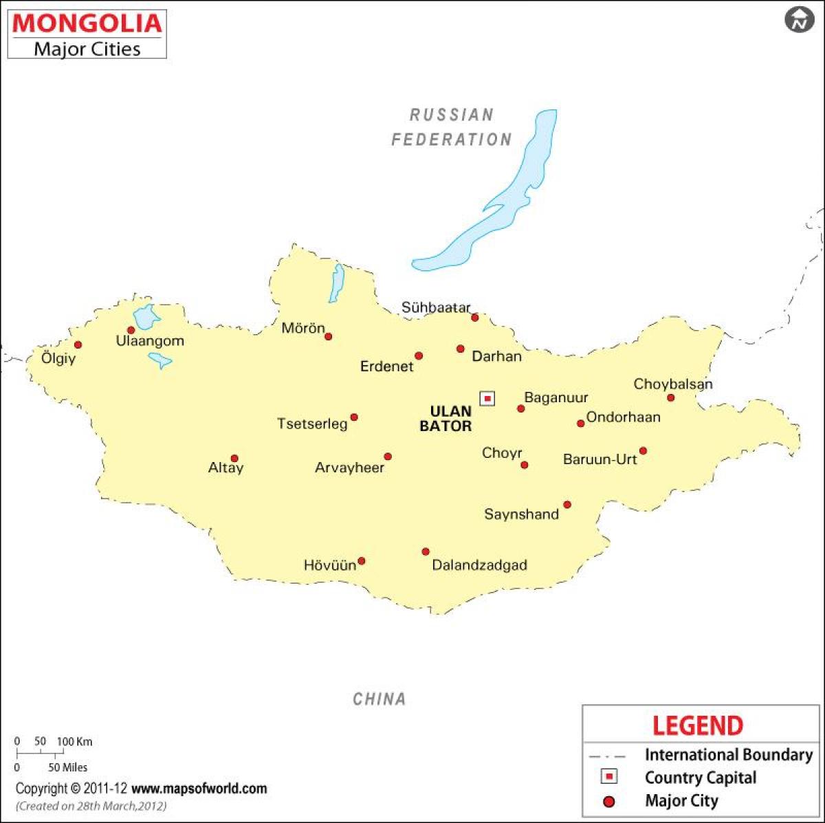 Mongolija zemljevid mesta