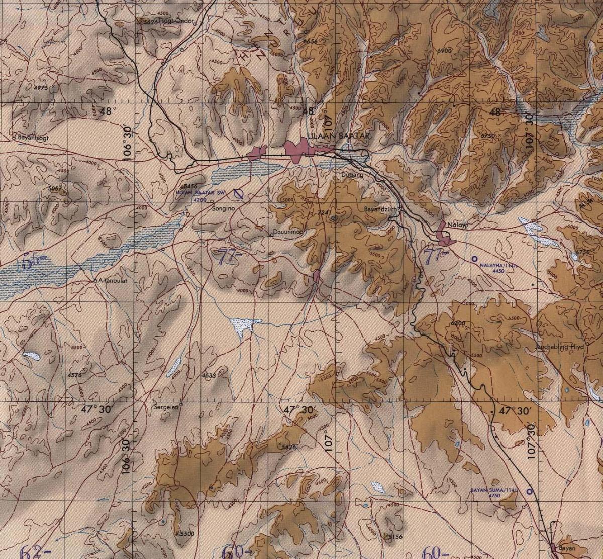 zemljevid Mongolija topografske