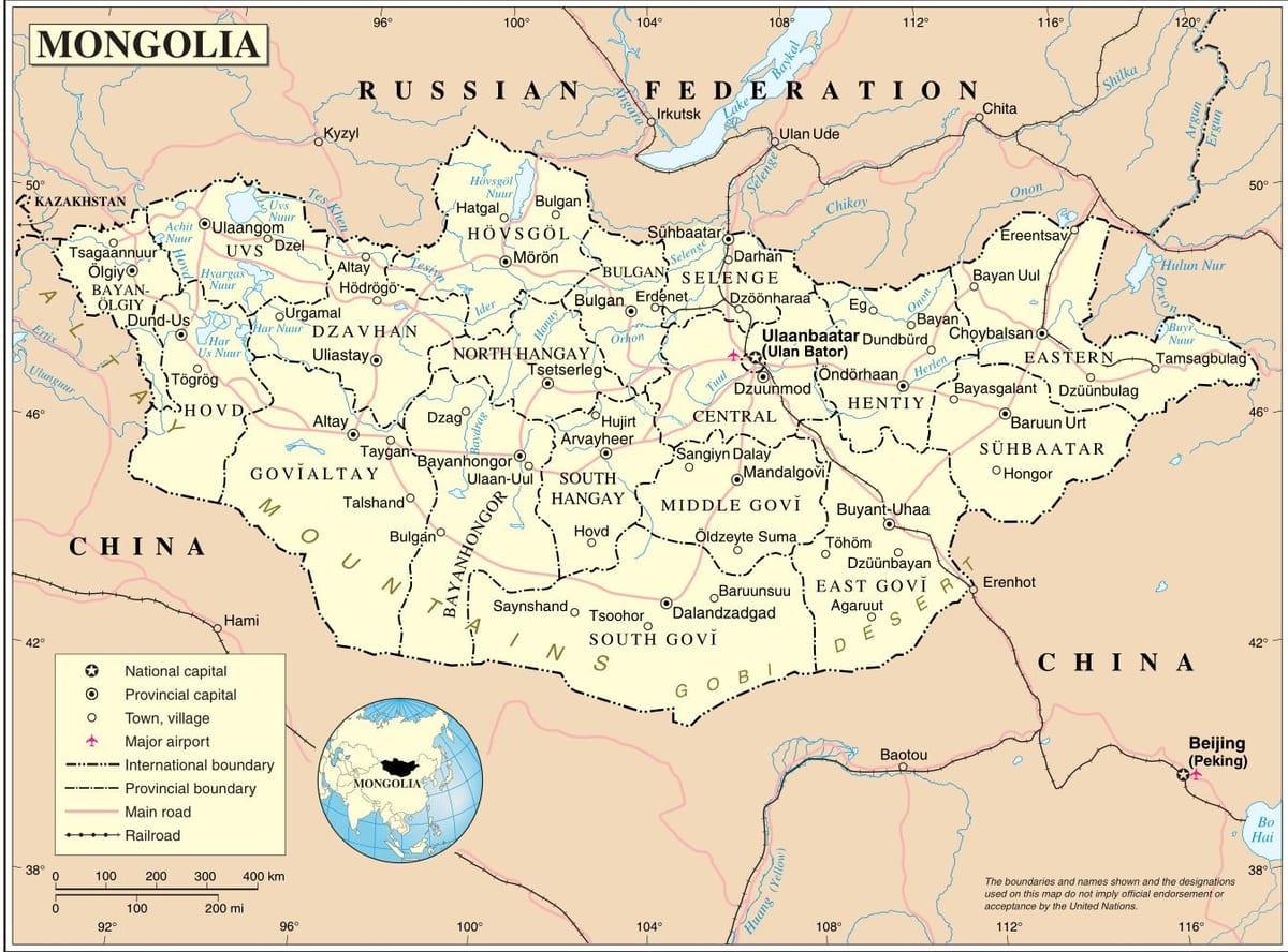 Mongolija državi zemljevid