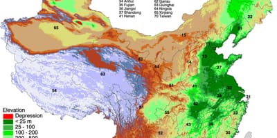 Zemljevid Mongolija nadmorske višine