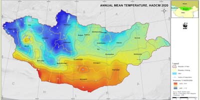 Zemljevid Mongolija podnebje 